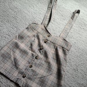 Forever 21 high waisted plaid skirt w/suspenders